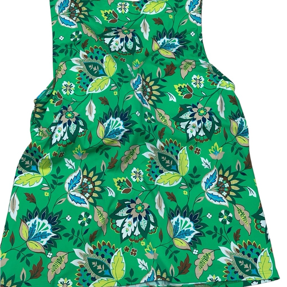 Lands End Size 12 Green Floral Tankini Bathing Top - Picture 4 of 4